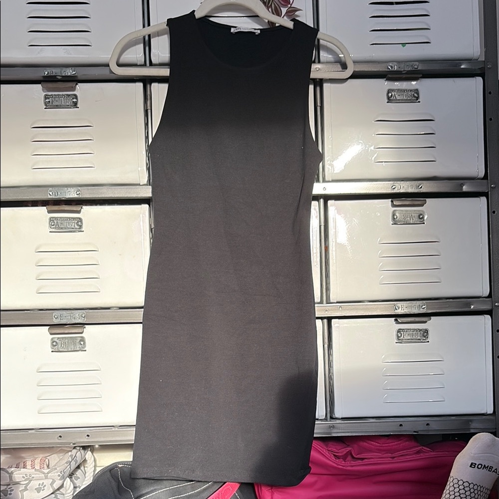 Black Cotton Sleeveless Dress
